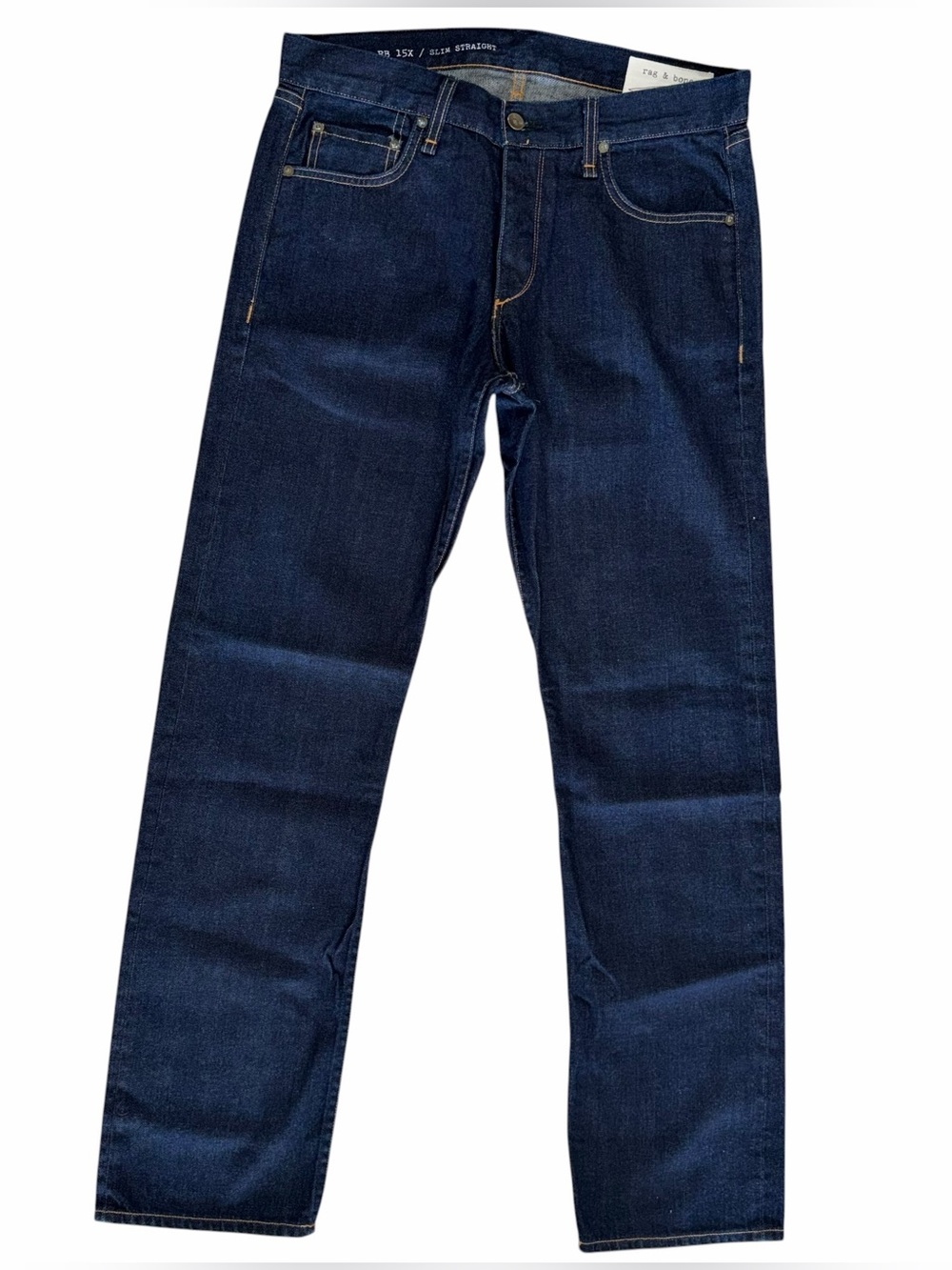 Rag & Bone RB15X Slim Straight Jeans Men’s 33 Dark Wash Made in USA Button Fly